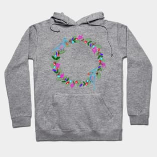 Christmas watercolor wreath bird Hoodie